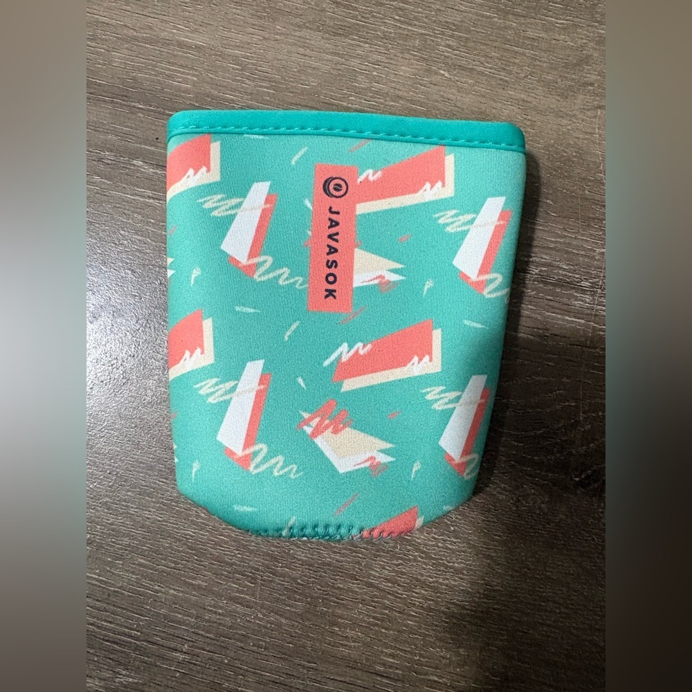 Java Sok Medium Neoprene Cup Sleeve in Teal Coral Print